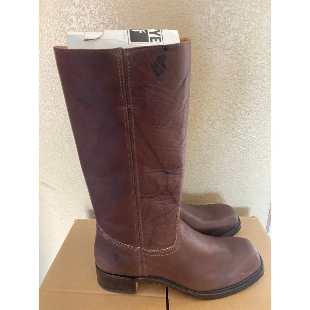 Frye 14L Brown Leather Campus Boots Men's 11 #87290 White Label NWOB Vtg 1980s - Picture 1 of 15
